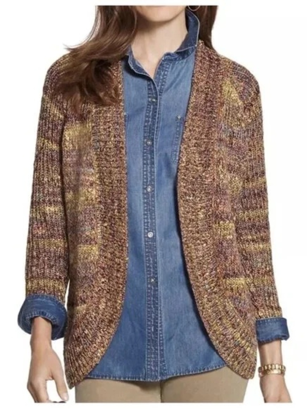 NWT Chico’s Multicolor Knit Open Cardigan Sweater 1